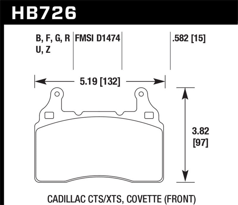 Hawk 2014 Chevrolet Corvette DTC-60 Front Brake Pads - 0