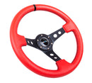 NRG Reinforced Steering Wheel (350mm / 3in. Deep) Red Suede w/Blk Circle Cutout Spokes-3
