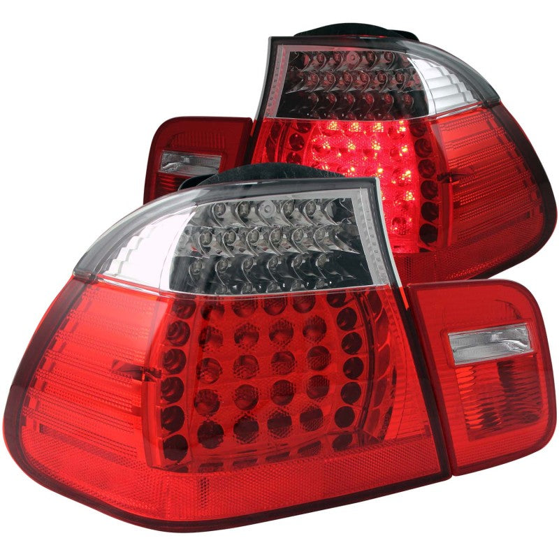 ANZO 2002-2005 BMW 3 Series E46 LED Taillights Red/Clear - 0