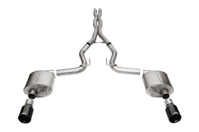 Corsa 24+ Frd Mustang GT- Sport Cat-Back Ex.Sys 3.0in Dual Rear Exit w/4.5in Blk PVD StraightCut Tip