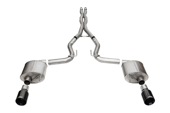 Corsa 24+ Frd Mustang GT- Sport Cat-Back Ex.Sys 3.0in Dual Rear Exit w/4.5in Blk PVD StraightCut Tip