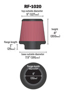 K&N Universal Air Filter 6in Flange ID x 7.5in Base / 5in OD Top x 8in H-4