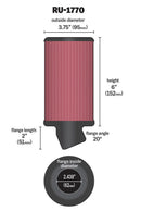 K&N Filter Universal Rubber Filter 2 7/16 inch 20 Degree Flange 3 3/4 inch OD 6 inch Height-3