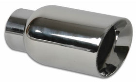 Vibrant 4in OD Round SS Exhaust Tip (Double Wall Angle Cut Beveled Outlet) 3in. ID Inlet - 0