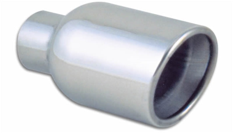 Vibrant 4in Round SS Exhaust Tip (Double Wall Resonated Angle Cut Rolled Edge) - 0