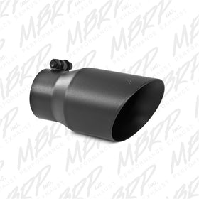 MBRP Tip 3in Round x 4in Inlet OD Dual Walled Angled Black Tip - Fits all 3in Exhausts - 0