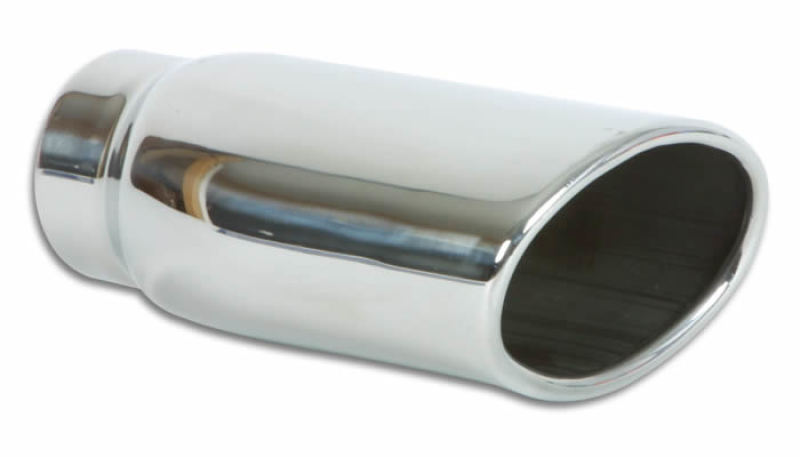 Vibrant 4.5in x 3in Oval SS Exhaust Tip (Single Wall Angle Cut Rolled Edge) - 0