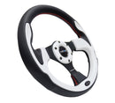 NRG Reinforced Steering Wheel (320mm) Blk w/White Trim & 4mm 3-Spoke-14