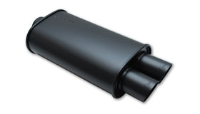 Vibrant StreetPower FLAT BLACK Oval Muffler with Dual 3in Outlet - 3in inlet I.D. - 0