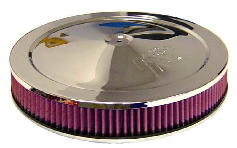 K&N 14in Red Custom Air Cleaner Assembly - 5.125in ID x 14in OD x 3.87in H - 0