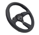 NRG Reinforced Steering Wheel (350mm / 2.5in. Deep) Blk Leather Comfort Grip w/5mm Matte Blk Spokes-4