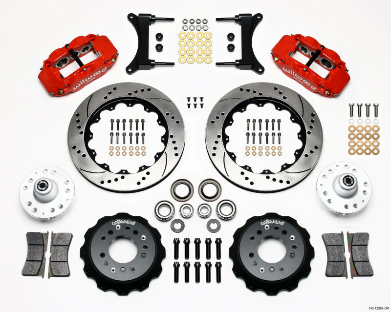 Wilwood Narrow Superlite 6R Front Hub Kit 14.00in Drill Red 79-87 GM G Body - 0