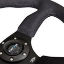 NRG Reinforced Steering Wheel (350mm / 2.5in. Deep)Blk Alcantara Comfort Grip w/4mm Matte Blk Spokes-4