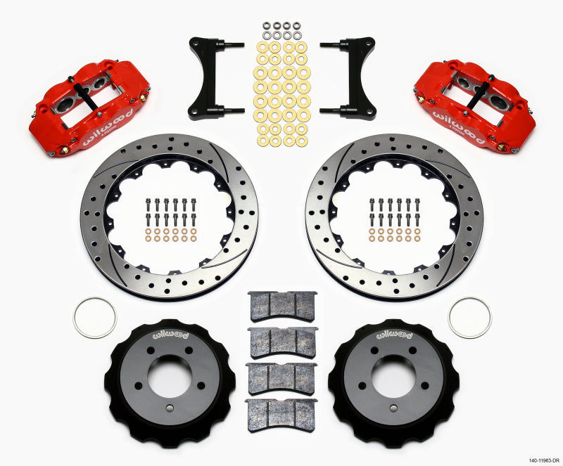 Wilwood Narrow Superlite 6R Front Hat Kit 12.88in Drill Red 93-96 Mazda RX7 - 0