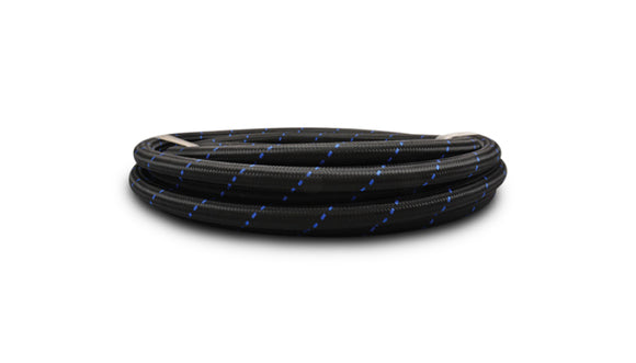 Vibrant -10 AN Two-Tone Black/Blue Nylon Braided Flex Hose (20 foot roll)
