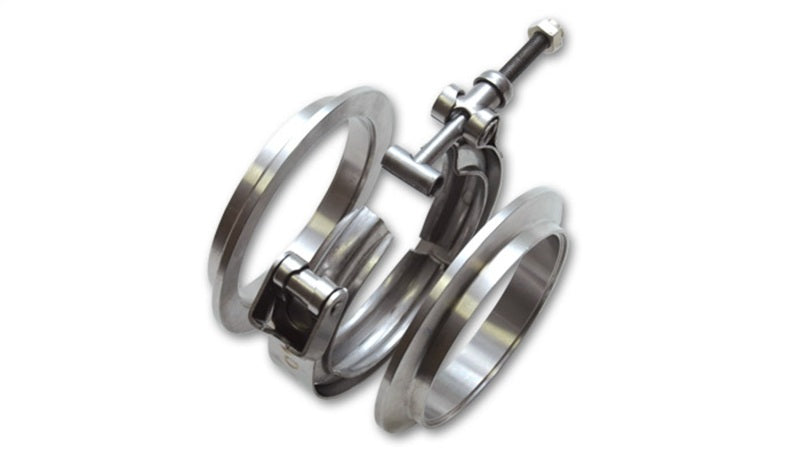 Vibrant T304 SS V-Band Flange Assembly for 3.5in O.D. Tubing incl 2 V-Band flanges & 1 V-Band Clamp - 0