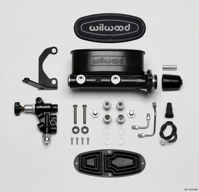 Wilwood HV Tandem M/C Kit w L/H Bracket & Prop Valve - 1 1/8in Bore Black - 0