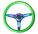 NRG Classic Wood Grain Steering Wheel (350mm) Green Pearl/Flake Paint w/Neochrome 3-Spoke Center-2