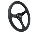 NRG Sport Steering Wheel (350mm / 1.5in Deep) Black Leather Black Stitch w/Matte Black Solid Spokes-4