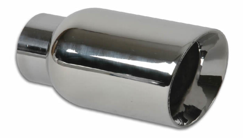 Vibrant 4in Round SS Exhaust Tip (Double Wall Angle Cut Beveled Outlet) - 0