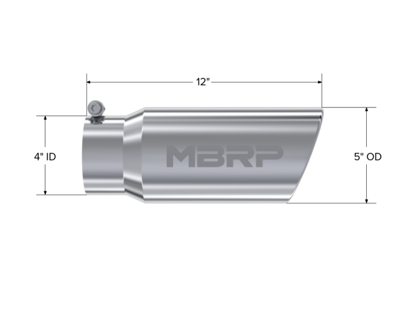 MBRP Universal Tip 5 O.D. Angled Rolled End 4 inlet 12 length