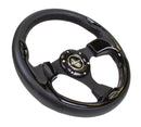 NRG Reinforced Steering Wheel (320mm) Blk w/Gloss Black Trim-7
