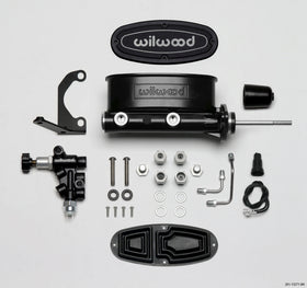 Wilwood HV Tandem M/C Kit w L/H Bracket & Prop Valve - 7/8in Bore Black-W/Pushrod - 0
