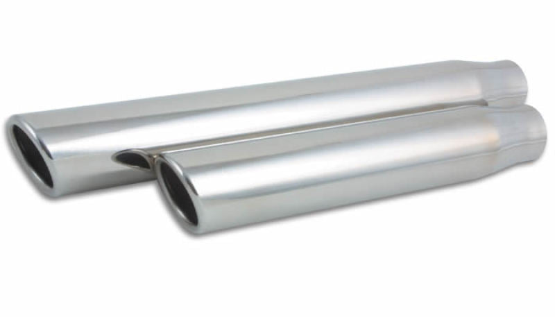 Vibrant 3.5in Round SS Truck/SUV Exh Tip (Single wall Angle Cut Rolled Edge) - 3in inlet 11in long - 0