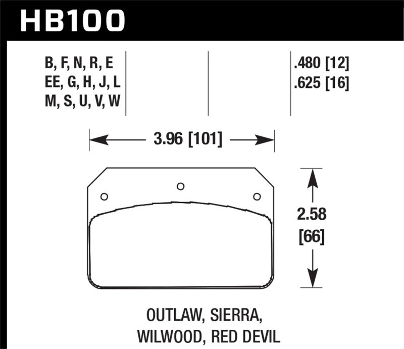 Hawk Wilwood DL/Outlaw/Sierra 12mm HPS 5.0 Street Brake Pads - 0