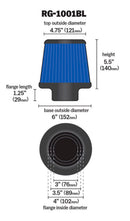 K&N Universal Air Filter Chrome Round Tapered Blue - 4in Flange ID x 1.125in Flange Length x 5.5in H-16