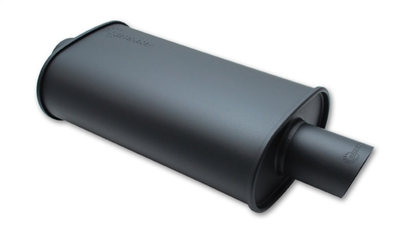 Vibrant StreetPower FLAT BLACK Oval Muffler with Single 3in Outlet - 2.25in inlet I.D. - 0