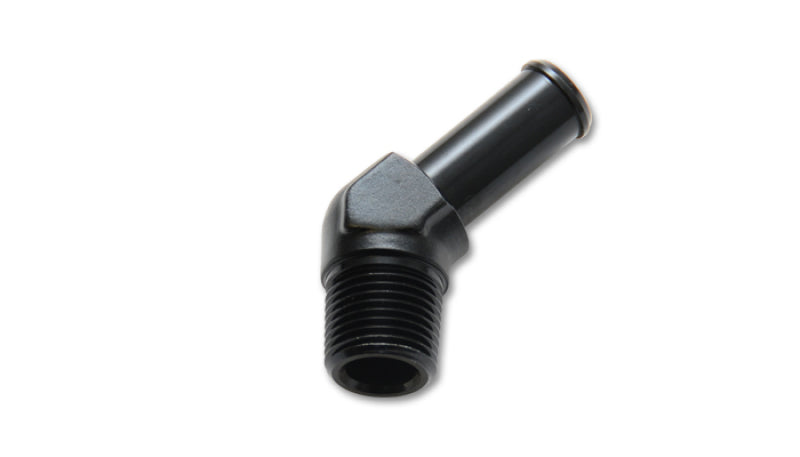 Vibrant 1/2 NPT to 5/8in Barb Straight Fitting 45 Deg Adapter - Aluminum - 0