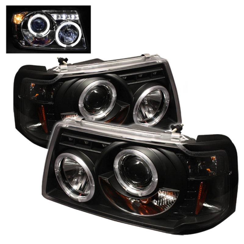 Spyder Ford Ranger 01-11 1PC Projector Headlights LED Halo LED Blk PRO-YD-FR01-1PC-HL-BK - 0