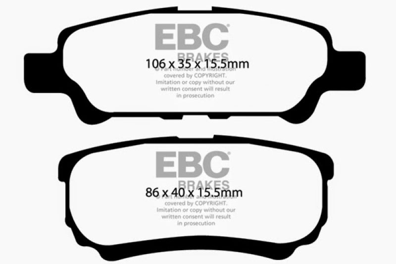 EBC 11-14 Chrysler 200 2.4 Redstuff Rear Brake Pads