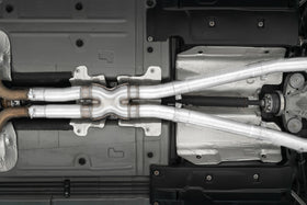 MBRP 15-16 Dodge Challenger 5.7L HEMI SS 3in Quad Split Rear Exit w/ Carbon Fiber Tips - T304 - 0