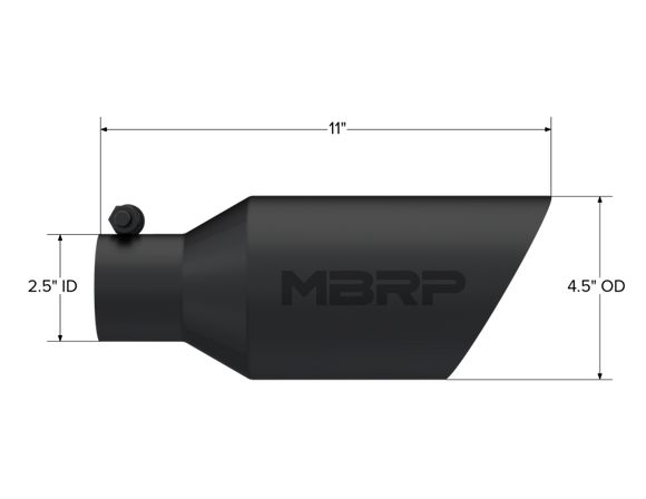 MBRP Universal Dual Wall Angle Rolled End Tip 4-1/2in OD / 2-1/2in Inlet / 11in Length - Black