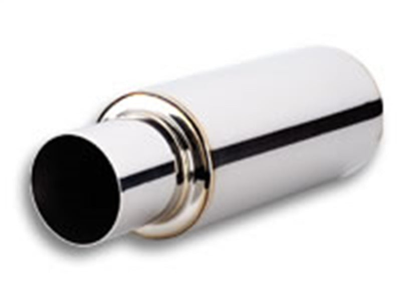 Vibrant TPV Turbo Round Muffler (23in Long) with 4in Round Tip Straight Cut - 3in inlet I.D. - 0