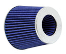 K&N Universal Air Filter Chrome Round Tapered Blue - 4in Flange ID x 1.125in Flange Length x 5.5in H-1