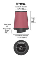K&N Round Tapered Universal Air Filter 3.5in Flange ID / 5.75in Base OD / 3.75in Top OD / 6in H-12