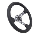 NRG Reinforced Steering Wheel (350mm / 3in. Deep) Blk Leather w/Hydrodipped Digi-Camo Spokes-4