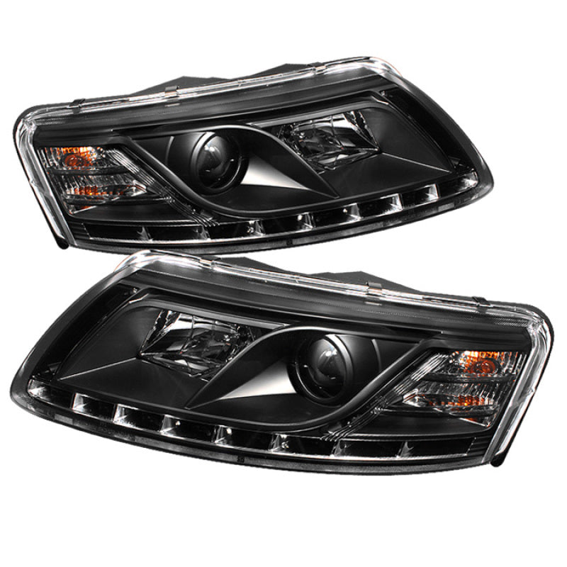 Spyder Audi A6 05-07 Projector Headlights Halogen Model Only - DRL Black PRO-YD-ADA605-DRL-BK - 0