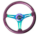 NRG Classic Wood Grain Steering Wheel (350mm) Purple Pearl Paint w/Neochrome 3-Spoke Center-3