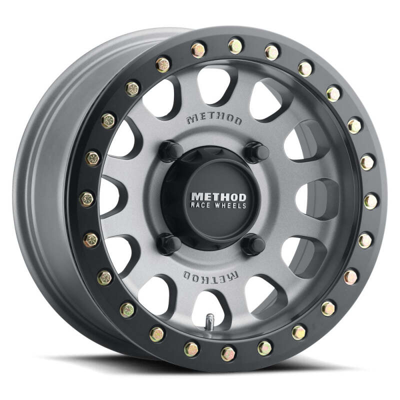 Method MR401 UTV Beadlock 15x7 / 5+2/38mm Offset / 4x136 / 106mm CB Titanium Wheel- Matte Black Ring