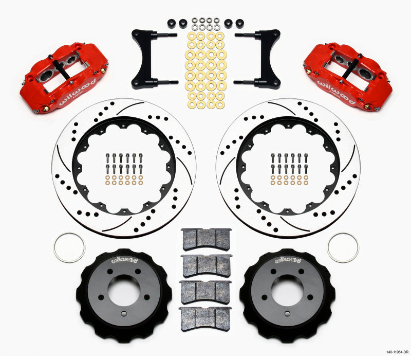 Wilwood Narrow Superlite 6R Front Hat Kit 14.00in Drill Red 93-96 Mazda RX7 - 0