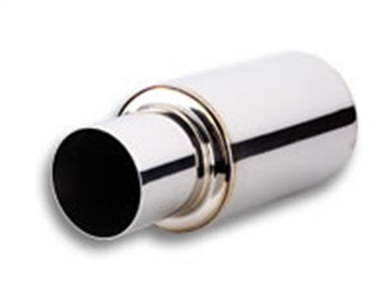 Vibrant TPV Turbo Round Muffler (17in Long) with 4in Round Tip Straight Cut - 3in inlet I.D. - 0