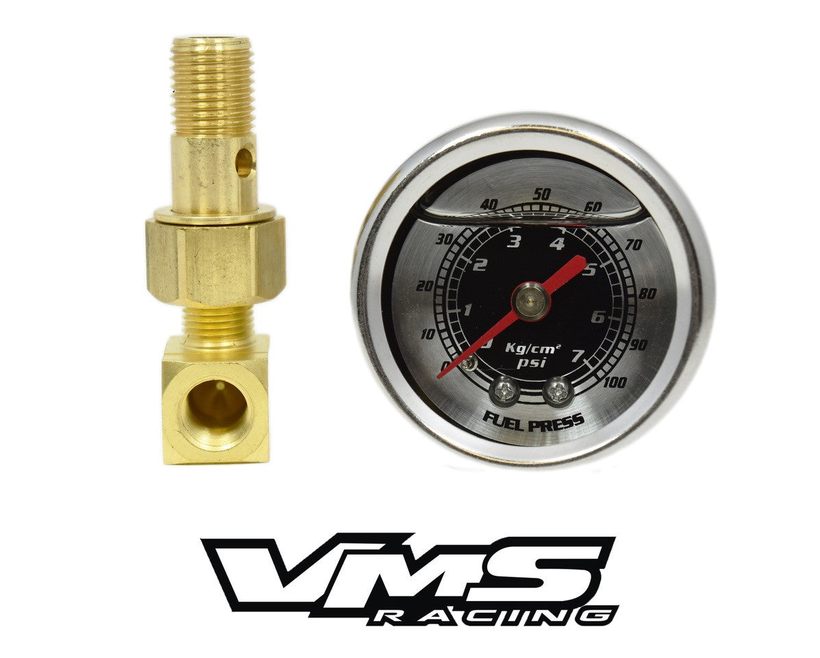 100 PSI Liquid Filled Fuel Pressure Gauge 0-100 PSI WITH Adapter for HONDA/ACURA engines