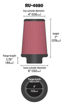 K&N Universal Clamp-On Air Filter 4in FLG / 6in B / 4in T / 7in H-3