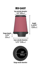 K&N Universal Clamp-On Air Filter 3-1/4in FLG / 5-3/4in B / 3-1/2in T / 5-7/16in H-3