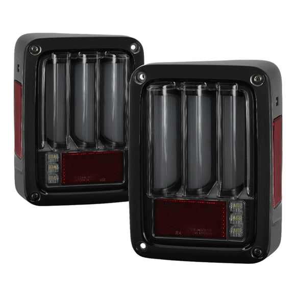 Spyder 07-16 Jeep Wrangler Version 2 Light Bar LED Tail Lights - Smoke (ALT-YD-JWA07V2-LBLED-BSM)