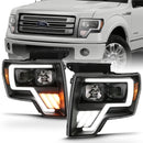 ANZO 2009-2013 Ford F-150 Projector Light Bar G4 Switchback Headlights Black Amber-1